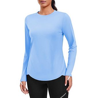 PINSPARK Women's Long Sleeve SPF50+ Rash Guard Top Moisture Wicking Hiking Shirt with Thumbholes
