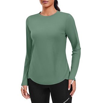 PINSPARK Women's Long Sleeve SPF50+ Rash Guard Top Moisture Wicking Hiking Shirt with Thumbholes