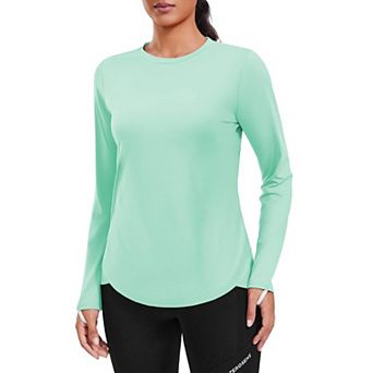 PINSPARK Women's Long Sleeve SPF50+ Rash Guard Top Moisture Wicking Hiking Shirt with Thumbholes