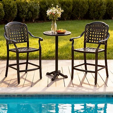 Set of 2 Cast Aluminum Bar Stools with Floral Design