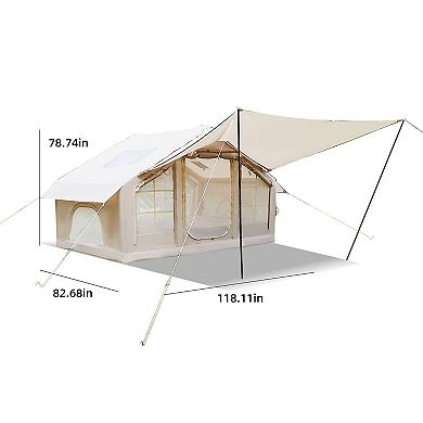 KWPZQEB 4 Season Waterproof Windproof Inflatable Camping Tent with Canopy, 420D Oxford