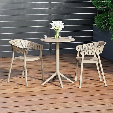 3-Piece Outdoor Resin Patio Bistro Table Set with Stackable Patio Dining Side Chairs