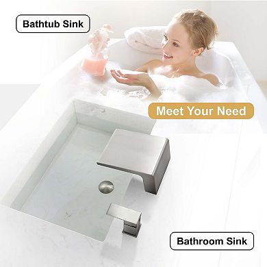 Single-Handle Tub Deck Mount Stainless Steel Roman Tub Faucet