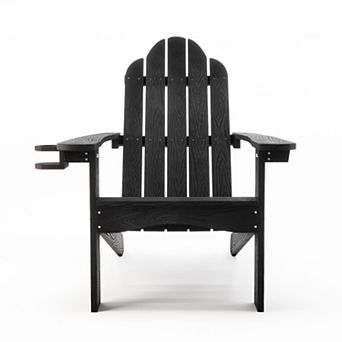 Hearthshire Adirondack Chair with Cup Holder, 300lbs Weather Resistant