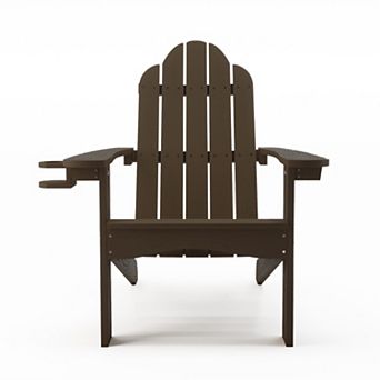 Hearthshire Adirondack Chair with Cup Holder, 300lbs Weather Resistant