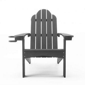 Hearthshire Adirondack Chair with Cup Holder, 300lbs Weather Resistant