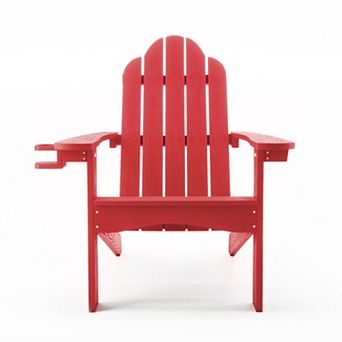 Hearthshire Adirondack Chair with Cup Holder, 300lbs Weather Resistant