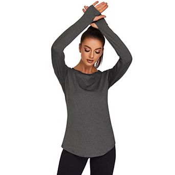 PINSPARK Women's Long Sleeve Crewneck Workout Tops Lightweight Athletic Yoga Shirts