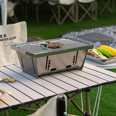 Foldable Portable Stainless Steel Charcoal BBQ Grill