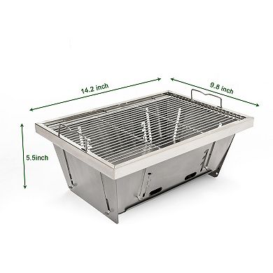 Foldable Portable Stainless Steel Charcoal BBQ Grill