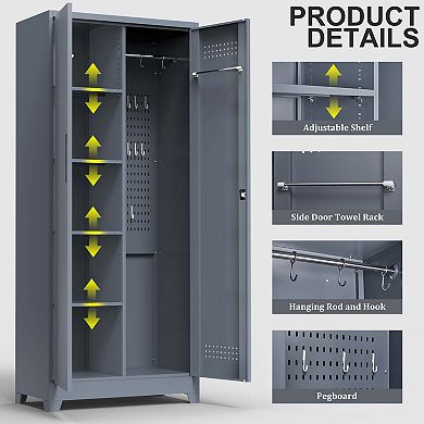 Metal Lockers Cleaning Tool Storage Cabinets With Locking Doors