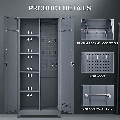 Metal Lockers Cleaning Tool Storage Cabinets With Locking Doors