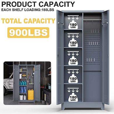 Metal Lockers Cleaning Tool Storage Cabinets With Locking Doors
