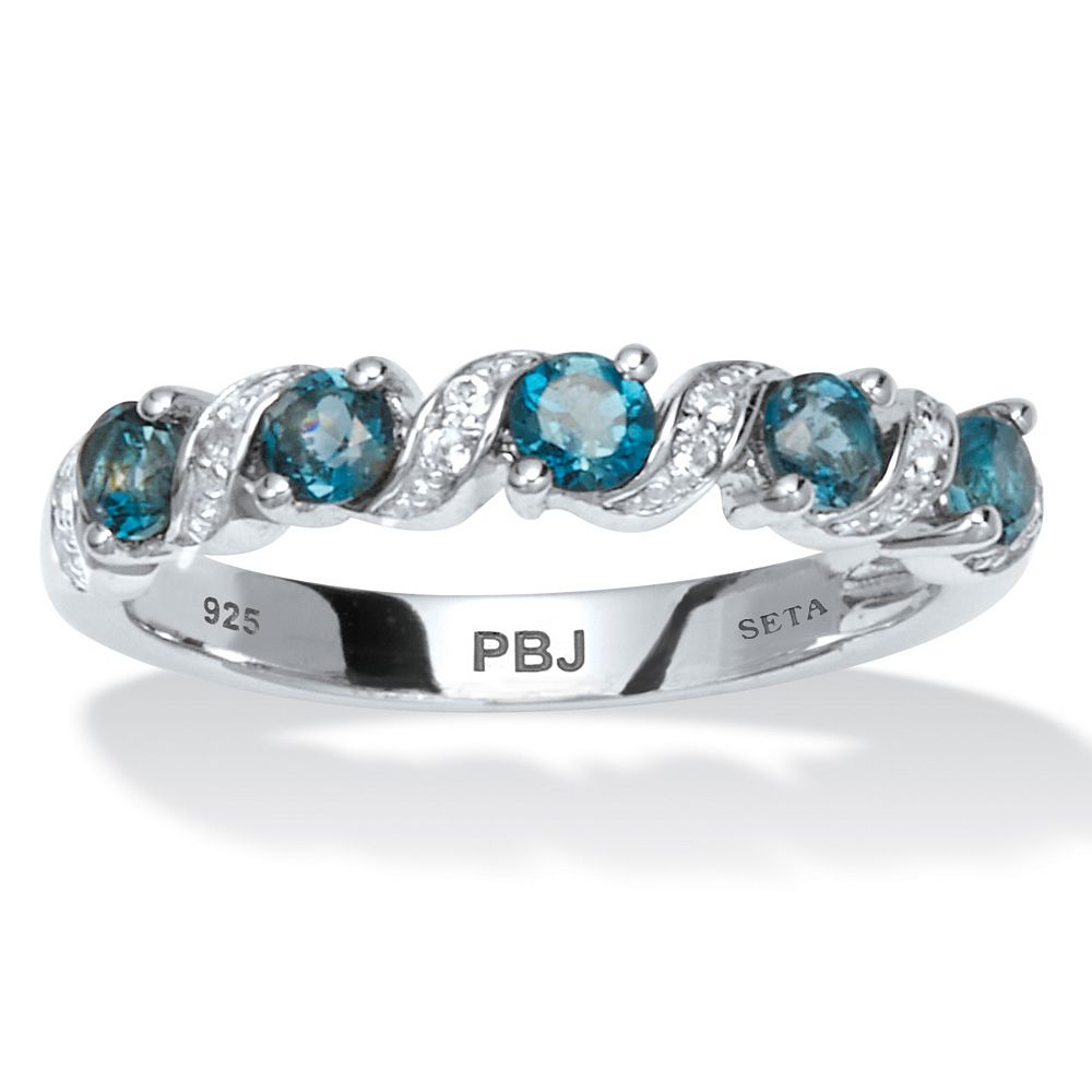 .71 TCW Round Cut Genuine London Blue Topaz Sterling Silver Ring