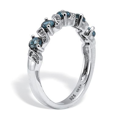 .71 TCW Round Cut Genuine London Blue Topaz Sterling Silver Ring