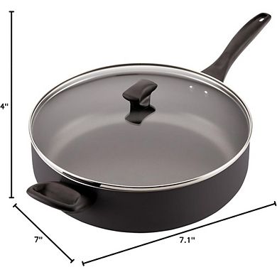 Zoulao 6-Quart Black Nonstick Saute Pan, Dishwasher Safe with Helper Handle