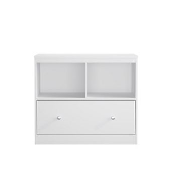 Kids' Toy Storage Organizer with Large Drawer & Low Bookshelf, White for Nursery & Playroom