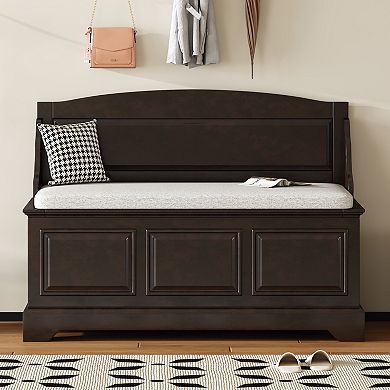 KWPZQEB Rustic Shoe Bench, Wodden Storage Bench with Hidden Storage and Cushion for Entryway