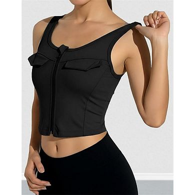 Women's Zip Front Sports Bra Yoga Tank Top