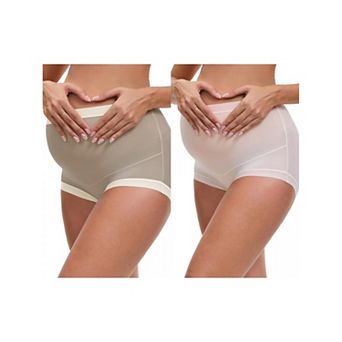 2 Packs Women's Full Coverage Maternity Underwear High Waisted Ice Silk Invisible Breathable Panties