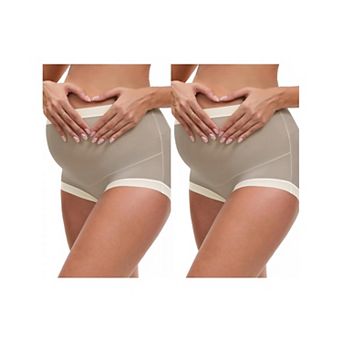 2 Packs Women's Full Coverage Maternity Underwear High Waisted Ice Silk Invisible Breathable Panties