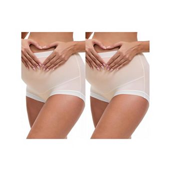 2 Packs Women's Full Coverage Maternity Underwear High Waisted Ice Silk Invisible Breathable Panties