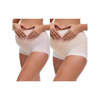2 Packs Women's Full Coverage Maternity Underwear High Waisted Ice Silk Invisible Breathable Panties