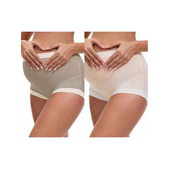 2 Packs Women's Full Coverage Maternity Underwear High Waisted Ice Silk Invisible Breathable Panties