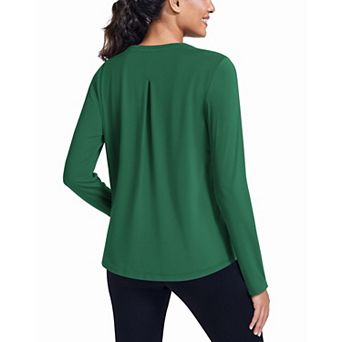 PINSPARK Women's Long Sleeve Loose Workout Tops Sun Protection Shirts with Back Pleat for Hiking