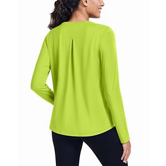 PINSPARK Women's Long Sleeve Loose Workout Tops Sun Protection Shirts with Back Pleat for Hiking