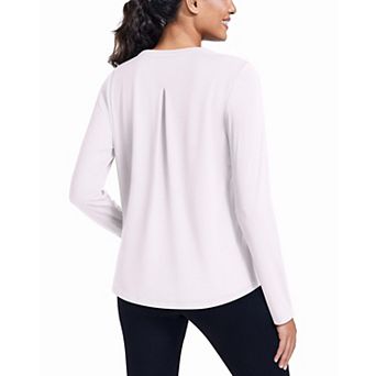 PINSPARK Women's Long Sleeve Loose Workout Tops Sun Protection Shirts with Back Pleat for Hiking