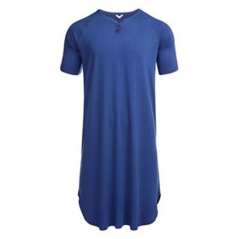 Ekouaer Men's Nightshirt Short Sleeve Pajamas Comfy Big & Tall Henley Sleep Shirt