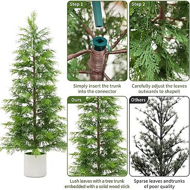 2-pack 5ft cedar topiaries, UV-rated, potted for porch, living room, or office.