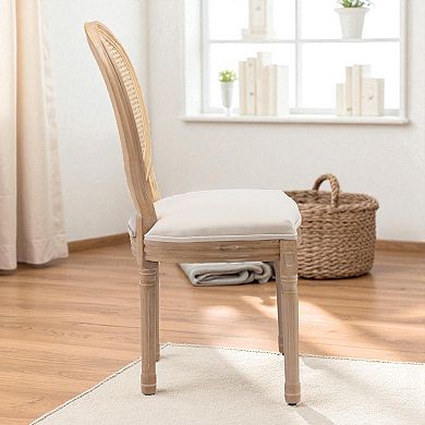 Heybly Set of 2 Modern Dining Chairs, Solid Wood Frame, Linen Upholstered Seat with Foam Cushion