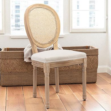 Heybly Set of 2 Modern Dining Chairs, Solid Wood Frame, Linen Upholstered Seat with Foam Cushion