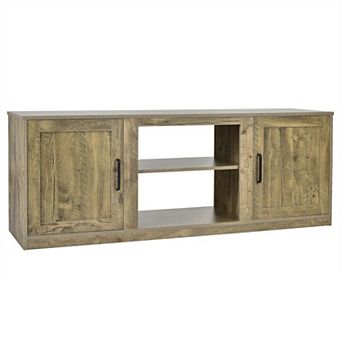 58 in Farmhouse TV Stand for TVs up to 65 in with Adjustable Shelves Wood Media Console