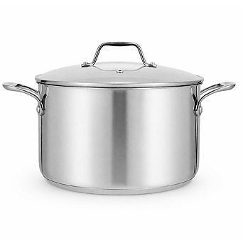 NutriChef 5-qt Stainless Steel Stockpot Lid Included, Induction & Gas Compatible