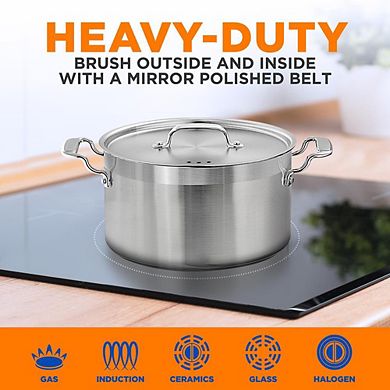 NutriChef 5 Qt Stainless Steel Stockpot Lid Included, Induction & Gas Compatible