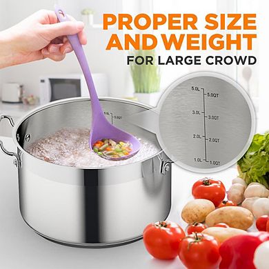 NutriChef 5 Qt Stainless Steel Stockpot Lid Included, Induction & Gas Compatible