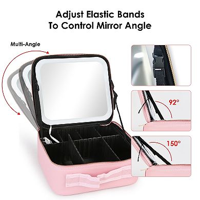 LED Travel Makeup Bag with Mirror & Dividers