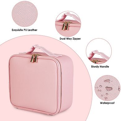 LED Travel Makeup Bag with Mirror & Dividers