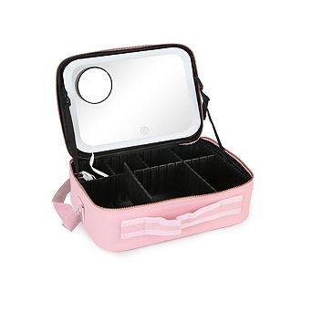 LED Travel Makeup Bag with Mirror & Dividers