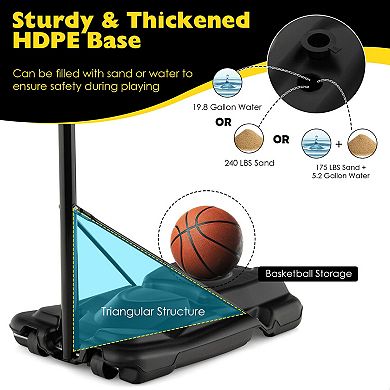 Portable Adjustable Basketball Hoop System with 43.5 x 28 In Backboard
