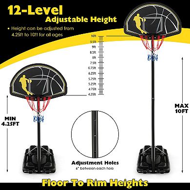 Portable Adjustable Basketball Hoop System with 43.5 x 28 In Backboard