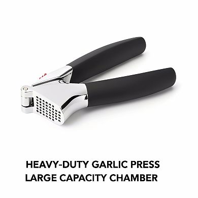Heavy Duty Garlic Press, Solid Zinc Construction, Black Easy Squeeze Clean
