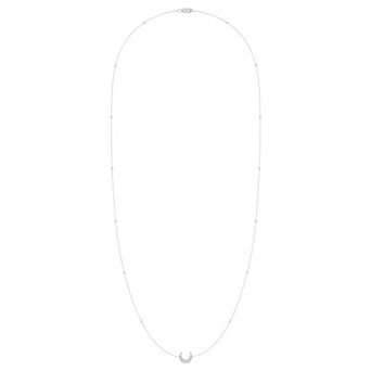 Midnight Crescent Layered Sterling Silver Diamond Necklace