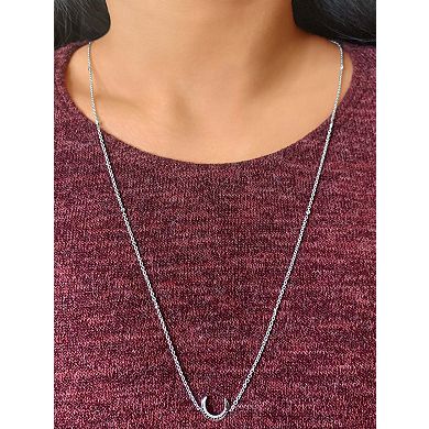 Midnight Crescent Layered Sterling Silver Diamond Necklace