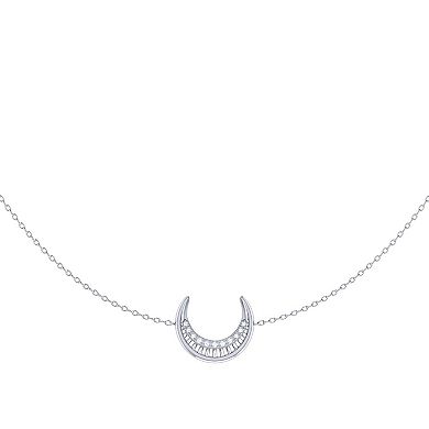 Midnight Crescent Layered Sterling Silver Diamond Necklace
