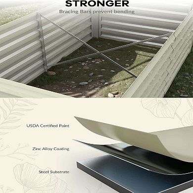 2 Pack Square Raised Galvanized Steel Garden Beds with Dual Open Bottom for Vegetables Flowers