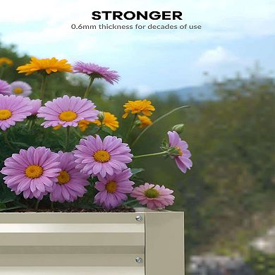 2 Pack Square Raised Galvanized Steel Garden Beds with Dual Open Bottom for Vegetables Flowers
